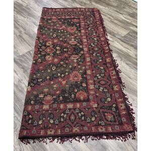 Beaded Fringe Boho Style Opera Red Black Heavy Throw Blanket India